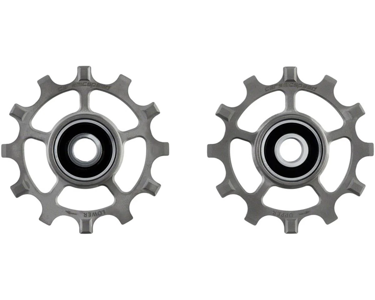CeramicSpeed Pulley Wheels for SRAM AXS Road 12-Speed (Titanium/Raw) (12 Tooth) (Coated Races) (D1)